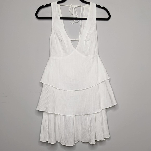 LULUS • By the Lake White Tiered Sleeveless Mini Dress Sz S - Picture 3 of 8